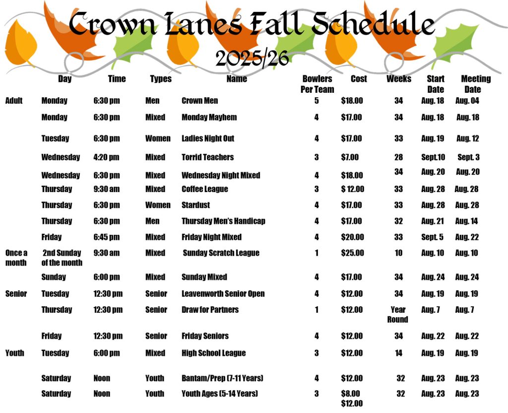 league schedule